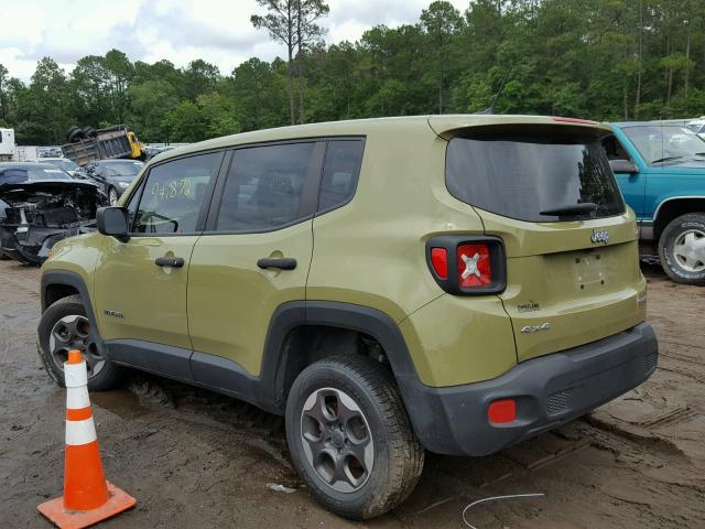 ZACCJBAH0FPB74226 - 2015 JEEP RENEGADE S GREEN photo 3