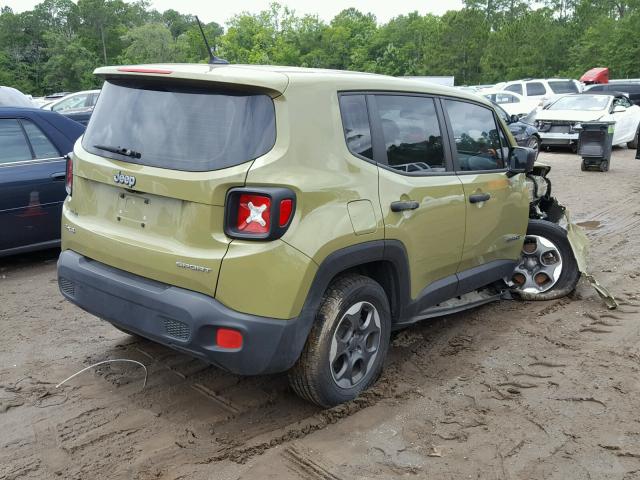 ZACCJBAH0FPB74226 - 2015 JEEP RENEGADE S GREEN photo 4