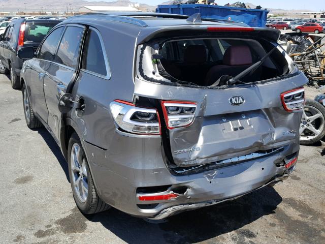 5XYPK4A56HG296917 - 2017 KIA SORENTO SX GRAY photo 3