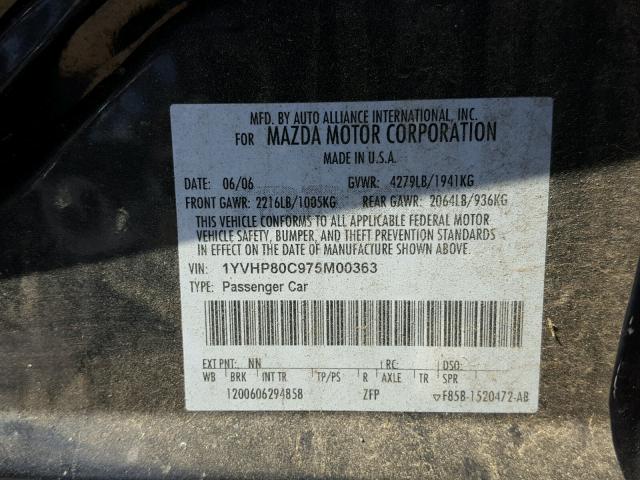 1YVHP80C975M00363 - 2007 MAZDA 6 I Qara foto 10