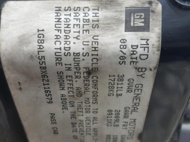 1G8AL55BX6Z116579 - 2006 SATURN ION LEVEL ვერცხლისფერი ფოტო 10