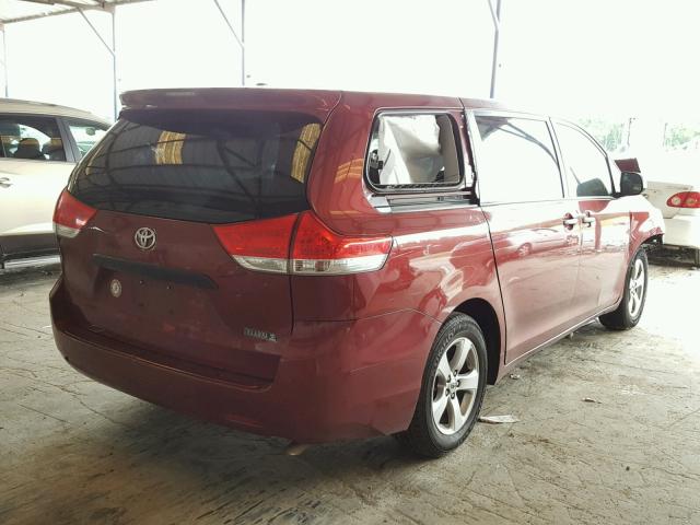 5TDZK3DC6BS112275 - 2011 TOYOTA SIENNA BAS RED photo 4