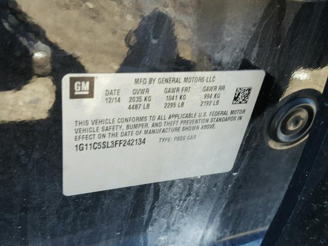 1G11C5SL3FF242134 - 2015 CHEVROLET MALIBU 1LT 黑色 照片 10
