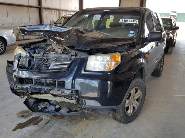 5FNYF28167B014099 - 2007 HONDA PILOT LX BLACK photo 2