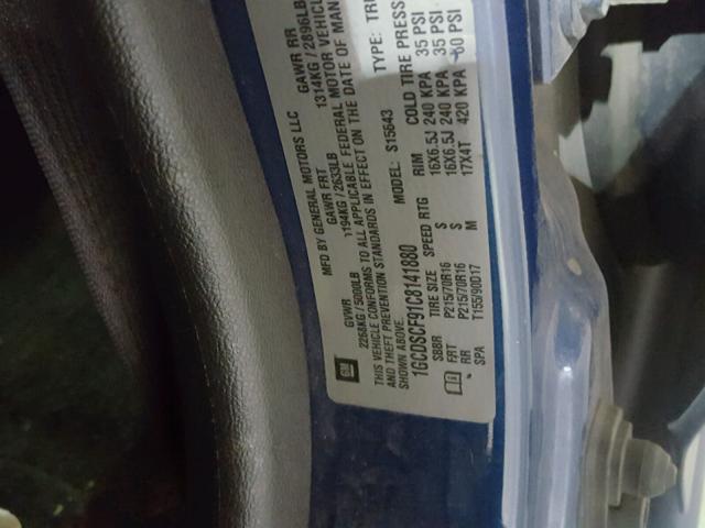 1GCDSCF91C8141880 - 2012 CHEVROLET COLORADO L BLUE photo 10