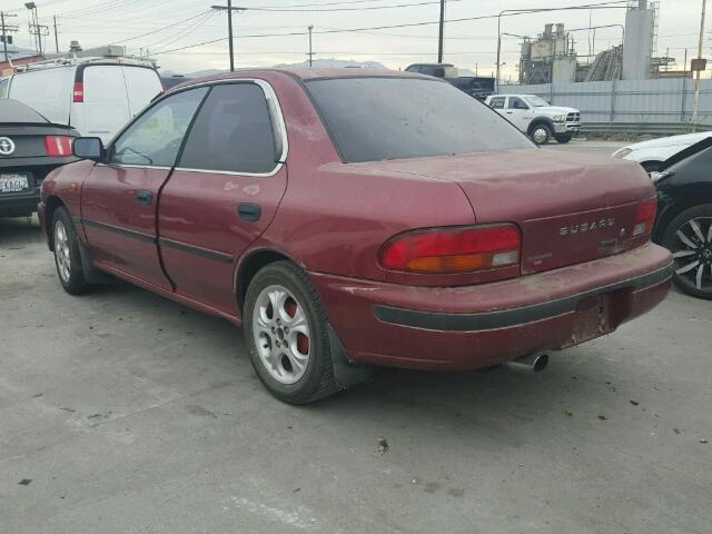 JF1GC2247PB500503 - 1993 SUBARU IMPREZA L BURGUNDY photo 3