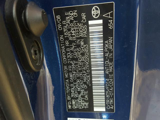 JTKDE167X90292453 - 2009 TOYOTA SCION TC 蓝色 照片 10