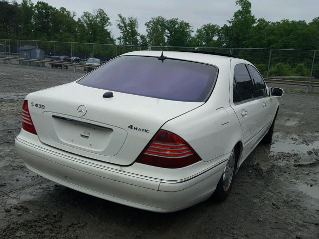 WDBNG83J95A458530 - 2005 MERCEDES-BENZ S 430 4MAT WHITE photo 4