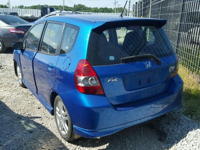 JHMGD38628S035568 - 2008 HONDA FIT SPORT BLUE photo 3