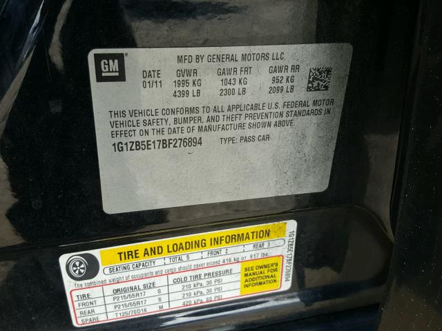 1G1ZB5E17BF276894 - 2011 CHEVROLET MALIBU LS BLUE photo 10