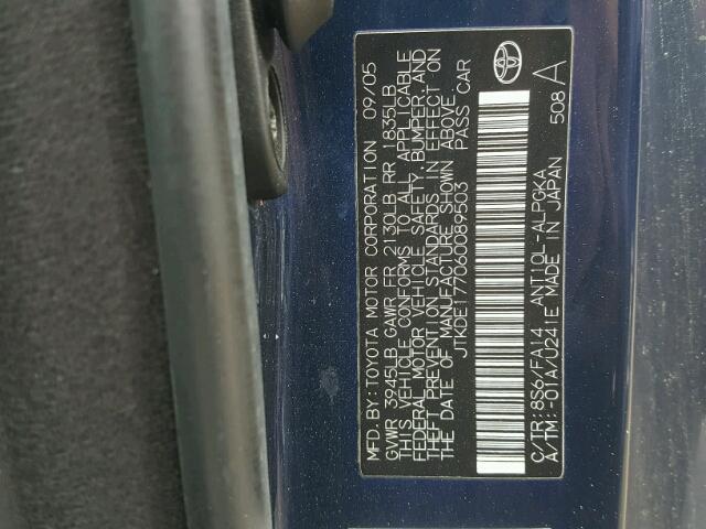 JTKDE177060089503 - 2006 TOYOTA SCION TC 蓝色 照片 10