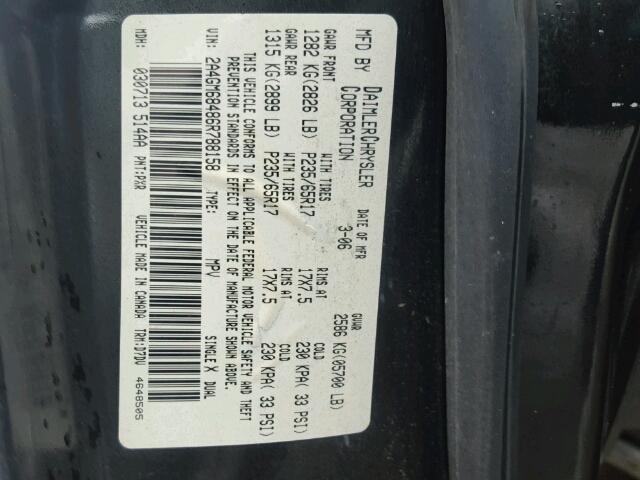 2A4GM68486R788158 - 2006 CHRYSLER PACIFICA T BLACK photo 10