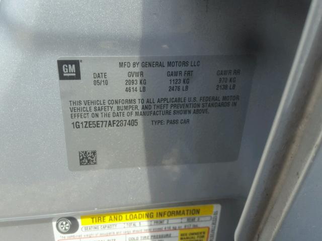 1G1ZE5E77AF287405 - 2010 CHEVROLET MALIBU LTZ SILVER photo 10