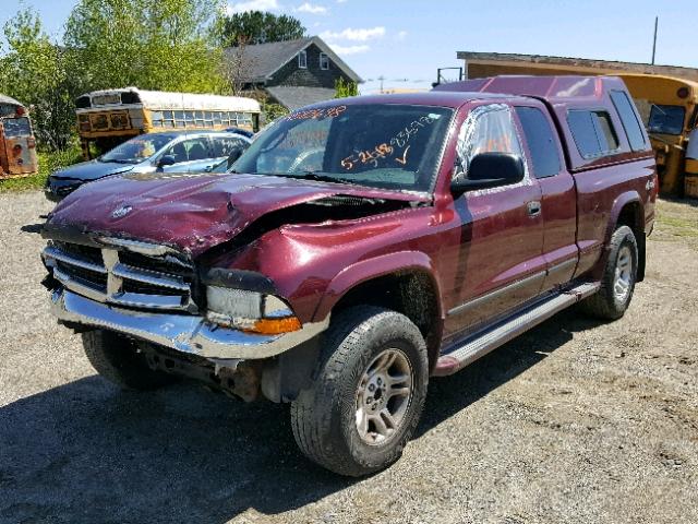 1D7GG42N03S239606 - 2003 DODGE DAKOTA SLT MAROON photo 2