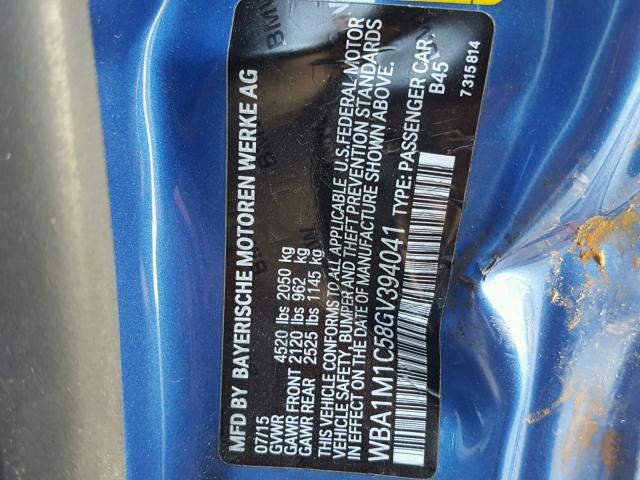 WBA1M1C58GV394041 - 2016 BMW M235I BLUE photo 10