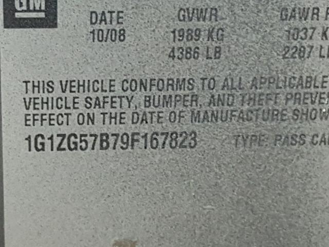 1G1ZG57B79F167823 - 2009 CHEVROLET MALIBU LS 灰色 照片 10