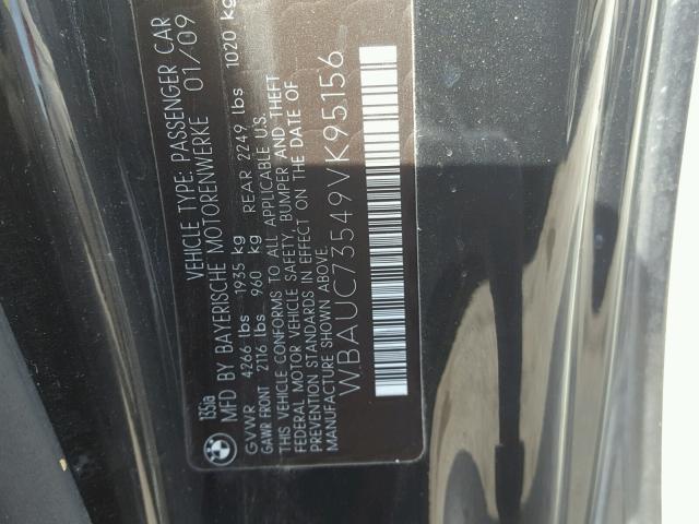 WBAUC73549VK95156 - 2009 BMW 135 I BLACK photo 10