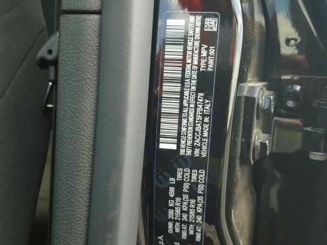 ZACCJBAT5FPB47478 - 2015 JEEP RENEGADE S 黑色 照片 10