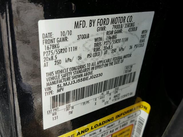 5LMJJ3J55BEJ02230 - 2011 LINCOLN NAVIGATOR BLACK photo 10