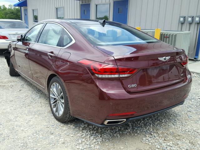 KMHGN4JE9HU168639 - 2017 GENESIS G80 BASE MAROON photo 3