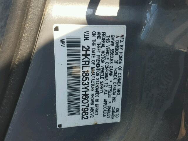 2HKRL1853YH607982 - 2000 HONDA ODYSSEY GRAY photo 10