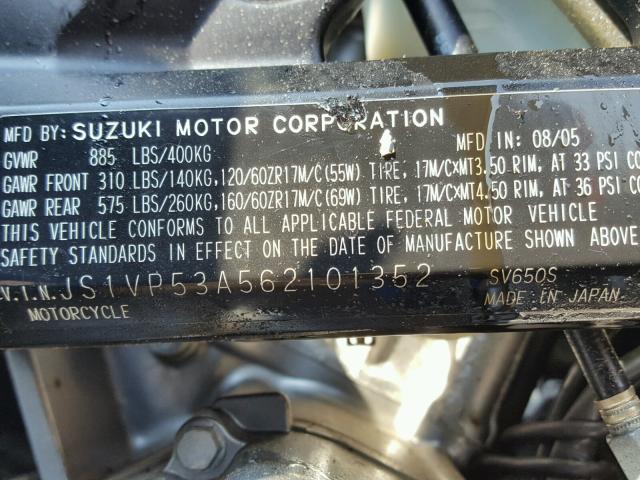 JS1VP53A562101352 - 2006 SUZUKI SV650 BLUE photo 10