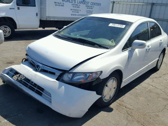 JHMFA36277S004979 - 2007 HONDA CIVIC HYBR WHITE photo 2