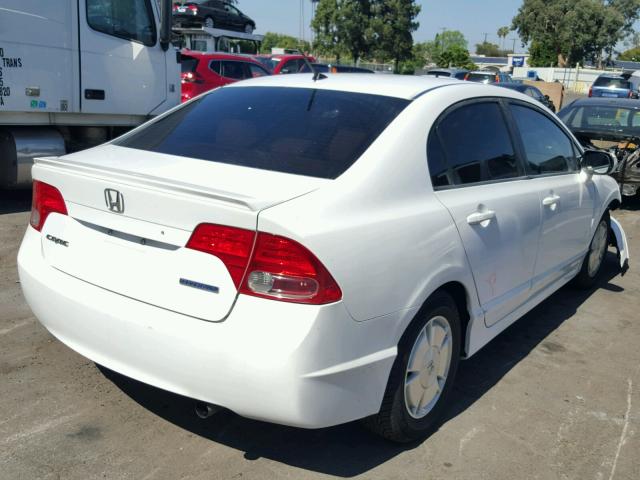 JHMFA36277S004979 - 2007 HONDA CIVIC HYBR WHITE photo 4