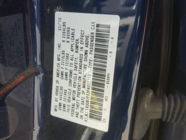 19UUB1F53FA013155 - 2015 ACURA TLX TECH BLUE photo 10