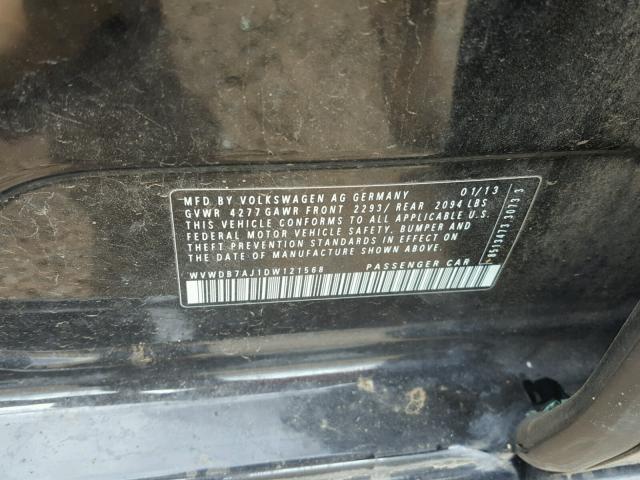 WVWDB7AJ1DW121568 - 2013 VOLKSWAGEN GOLF BLACK photo 10