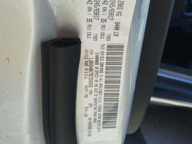 1J8HG48K79C550926 - 2009 JEEP COMMANDER ვერცხლისფერი ფოტო 10