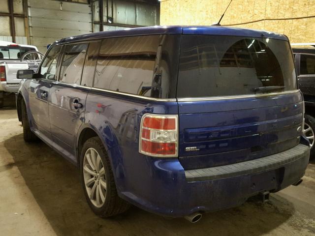 2FMHK6C86EBD16957 - 2014 FORD FLEX SEL BLUE photo 3