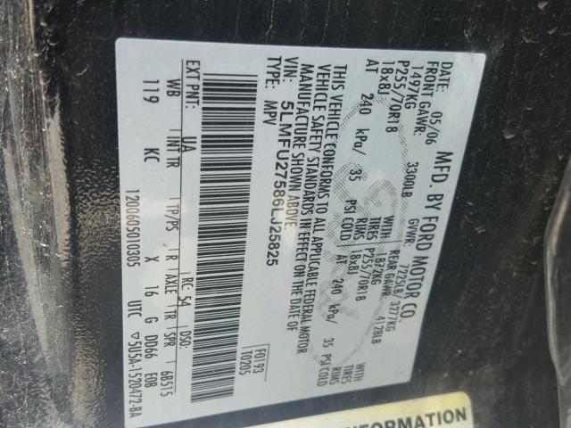 5LMFU27586LJ25825 - 2006 LINCOLN NAVIGATOR Schwarz Foto 10