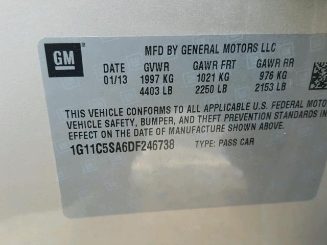 1G11C5SA6DF246738 - 2013 CHEVROLET MALIBU 1LT 金色 照片 10