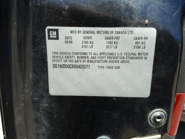 2G1WD58C669425577 - 2006 CHEVROLET IMPALA SUP 黑色 照片 10