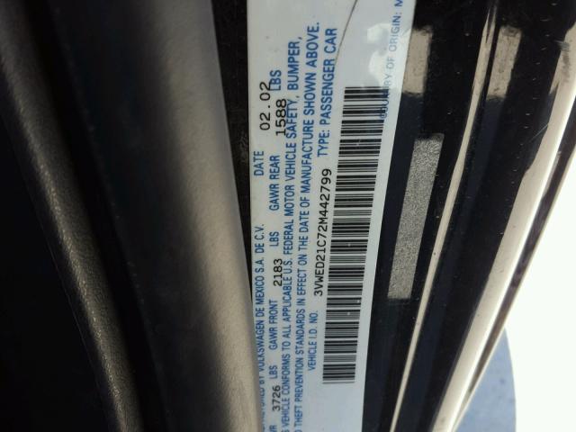 3VWED21C72M442799 - 2002 VOLKSWAGEN NEW BEETLE 黑色 照片 10