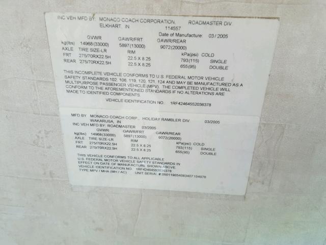 1RF42464552036378 - 2005 ROADMASTER RAIL MONOCOQUE Bej foto 10