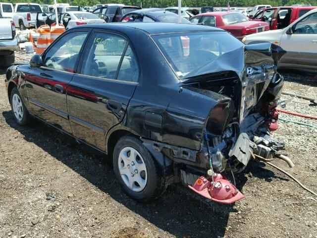 KMHCG45C33U497685 - 2003 HYUNDAI ACCENT GL BLACK photo 3