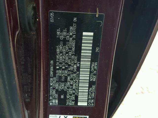 JTLKT324064031174 - 2006 TOYOTA SCION XB ბურგუნდია ფოტო 10