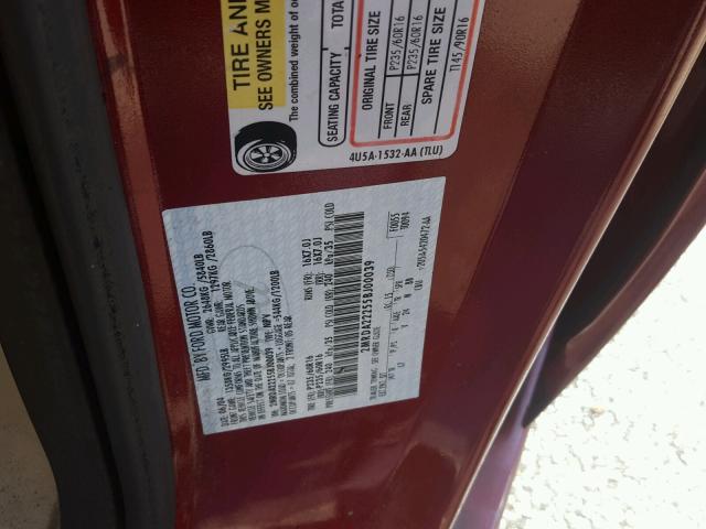 2MRDA22255BJ00039 - 2005 MERCURY MONTEREY L RED photo 10