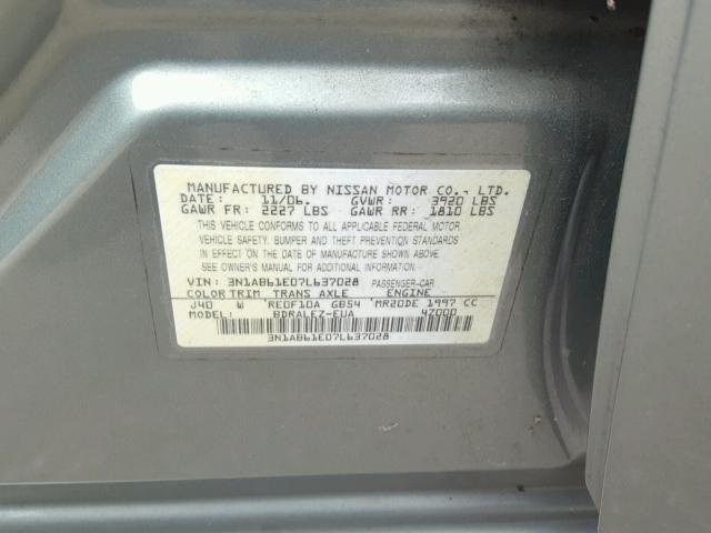 3N1AB61E07L637028 - 2007 NISSAN SENTRA 2.0 GREEN photo 10