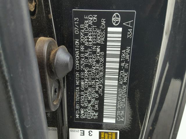 JTKJF5C78E3073818 - 2014 TOYOTA SCION TC 黑色 照片 10