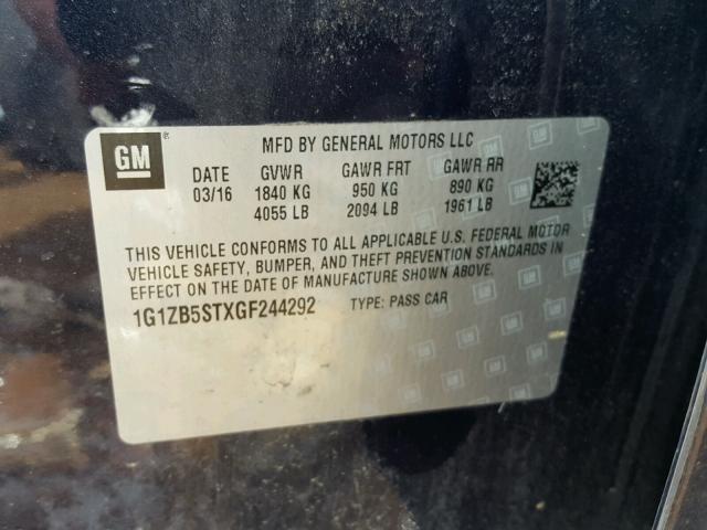 1G1ZB5STXGF244292 - 2016 CHEVROLET MALIBU LS ლურჯი ფოტო 10