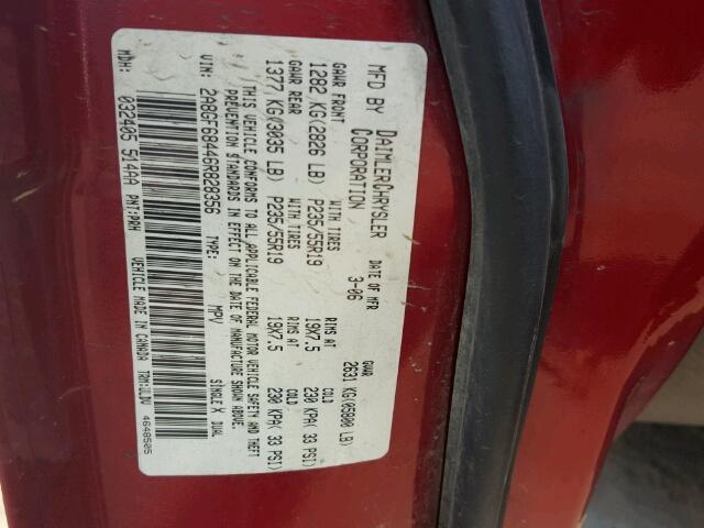 2A8GF68446R828356 - 2006 CHRYSLER PACIFICA T RED photo 10