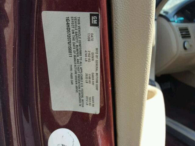 1G4HD57207U156811 - 2007 BUICK LUCERNE CX MAROON photo 10