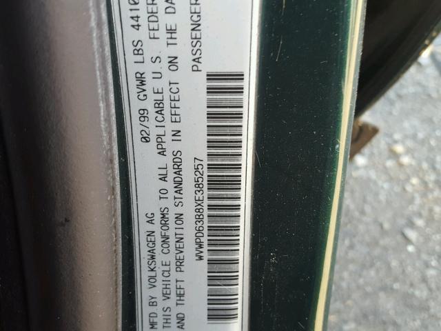 WVWPD63B8XE385257 - 1999 VOLKSWAGEN PASSAT GLX 绿色 照片 10