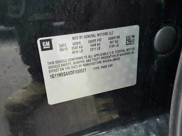 1G11H5SAXDF309521 - 2013 CHEVROLET MALIBU LTZ 黑色 照片 10