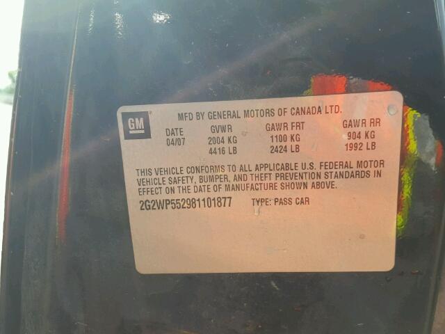 2G2WP552981101877 - 2008 PONTIAC GRAND PRIX BLACK photo 10