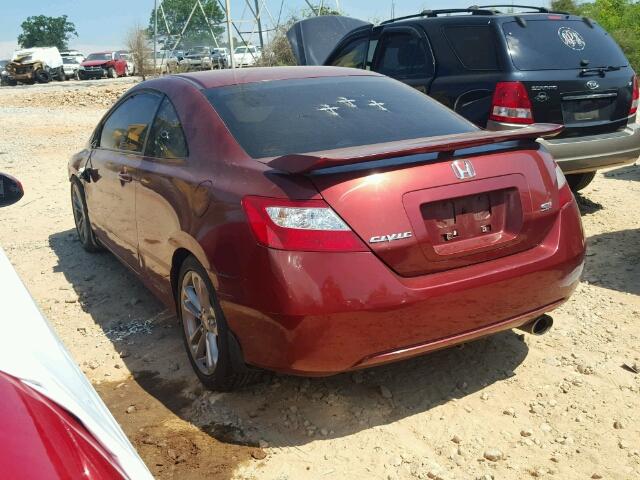 2HGFG21597H707343 - 2007 HONDA CIVIC SI BURGUNDY photo 3