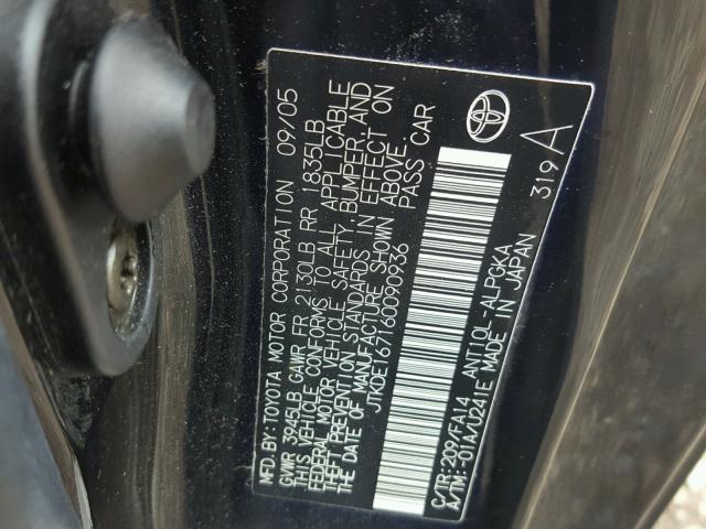 JTKDE167160090936 - 2006 TOYOTA SCION TC 黑色 照片 10